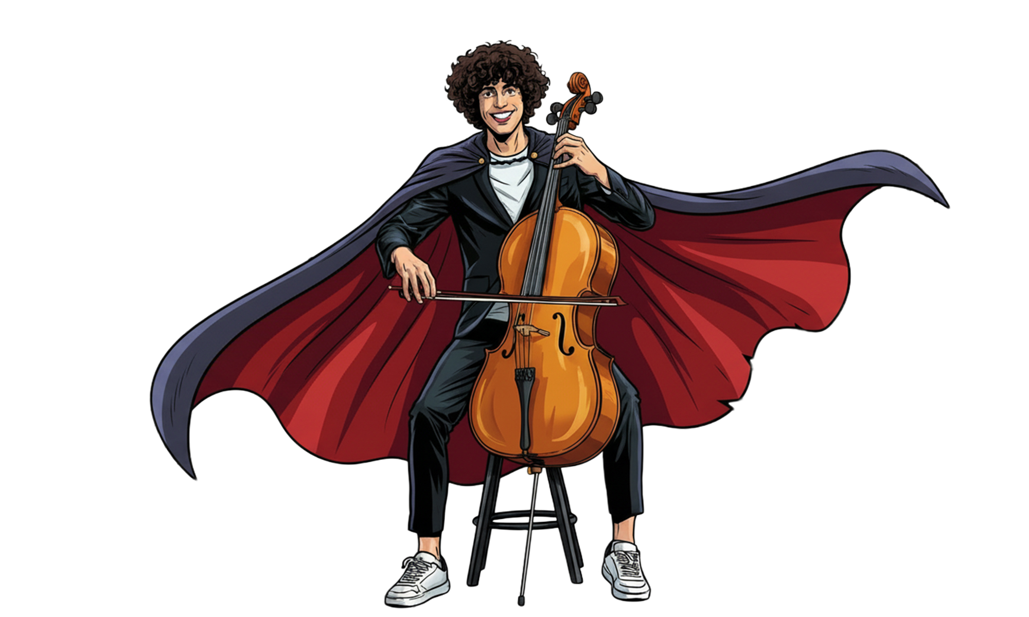 Illustration av en ung man som spelar cello